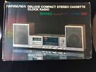 3893-08 Soundesign Vintage Deluxe Compact Stereo Cassette Clock Nice
