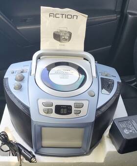 Acn-5515 Action Boombox Cd 5 Inch Color Tv Am/fm Radio Manual Car Charger Power Cord Portable