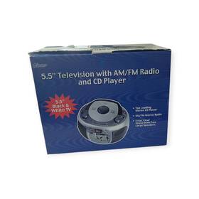Ad422rd Advantage Black And White 5 Inch Tv Am/fm Stereo Radio Cd Player Portable Boombox Blue Tested