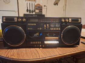 Aiwa 021331113139 Backtrack Boombox Black Am/fm Cd. Mp3/usb Cassette Player/recorder. 40w