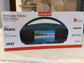 Ai7001-egrn Aiwa Portable Media Boombox Hdmi Bluetooth Dvd/cd - Roku And Fire Tv Stick Jd