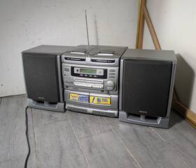 Ca-dw735m Aiwa Stereo System Twin Cd Player Cassette Tape Am/fm Radio Boombox