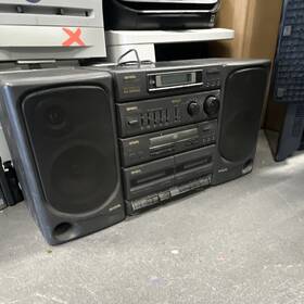 Ca-dw85t Aiwa Black Boombox Stereo With Cassette Tape Feature