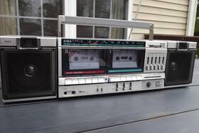Ca-w50 Aiwa Carry Component System Boombox Dual Cassette Acoustic Bass