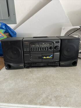 Ca-w55 Aiwa Speaker System Boombox With Working Radio And Cassette Player