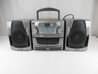 Az2760 Philips Vintage Boom Box Detachable Speakers Cd Dual Cassette Works