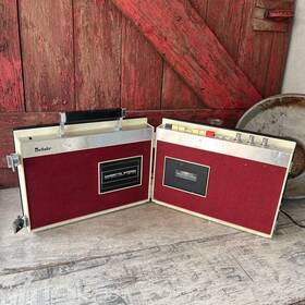 Csh-502 Belair Vintage Cassette Stereo New Solid State Red Portable Player Works