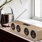 Bzl692938 Meco Super Bass Loud Quad Speaker Wireless Bluetooth Wooden Fm