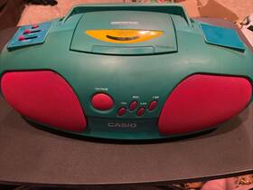 Km-190 Casio Cd Player Boombox 1995 Prop For Oarts Or Repair Rare Teal Pink 4