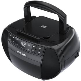 Craig 731398469512 Portable Top-loading Cd Boombox With Am/fm Stereo Radio And Cassette Pl