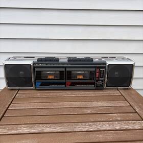 Csc-140 Crown Vintage Boombox Stereo Radio Dual Cassette Recorder - Please Read