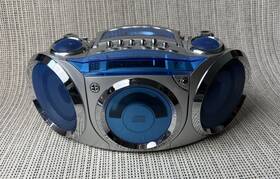 8911 Electro Brand Vtg Blue Silver Portable Cd Radio Cassette Recorder Boombox
