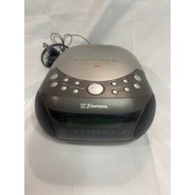 2221 Emerson Ckd Stereo Cd Clock Radio Am/fm Digital Alarm Silver Charcoal Gray