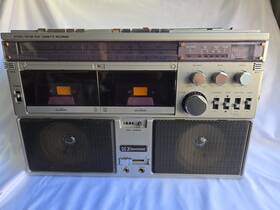 Ctr944 Emerson Am Fm Stereo Radio Dual Cassette Recorder Boombox Rare Works