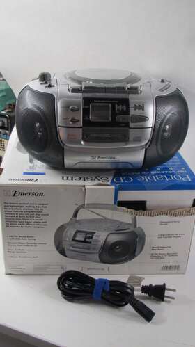 Pd6513 Emerson Pd513 Cd Radio Cassette Boombox Portable Partially Working As-is Clean