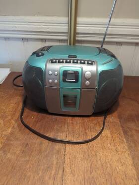 Pd6511g Emerson Vintage Teal Green Cd Cassette Radio Player Tested And Working