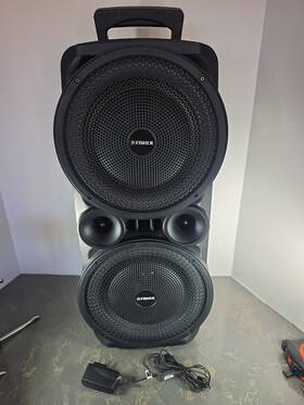 Fbx898km Fisher Dual 8 Inch 32w Led Lights Portable Bluetooth Party Speaker Euc