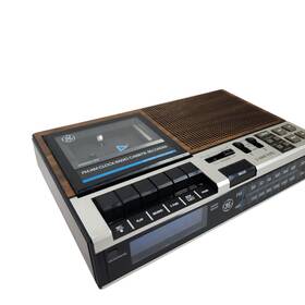 7-4860b Ge Vinatge Fm Am Clock Radio Cassette Recorder Wood Grain Retro Electronic