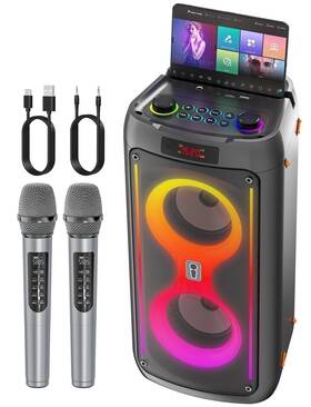 200w Gesnada 654403106373 Karaoke Machine Peak Power Dual 4-inch Speakers 2 Wireless