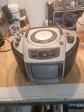 Pt-1801 Gpx Tp-1801 Rare-vintage Cd/tv Boombox Radio Player 5 Inch Black White Tv Working