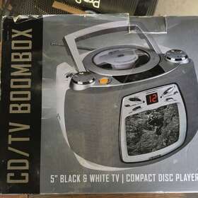 Tvp75 Gpx New Vintage Cd/tv Boombox Radio Portable Player 5 Inch Tv Old School Tube