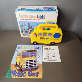 Y0011 Gran Prix Kids Music Bus School Cassette Player Yellow With Box Manual