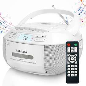 Gb-x2a Greadio Cd Player Boombox Cassette Combo With Bluetooth Am/fm White