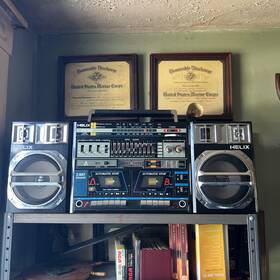 Hx-810 Helix Vintage Boom Box Radio Ghetto Blaster Dual Cassette Rare Parts Only