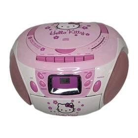 1614av01 Hello Kitty Cd Cassette Boombox Radio Pink Sanrio 2014 Kawaii Works Euc