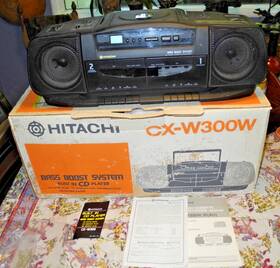 Cx-w300w Hitachi Cx-w300 Bass Boost System Radio-cd- 2 Cassette Players See Video