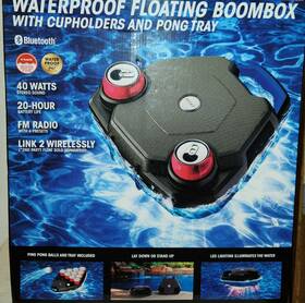 Ion 812715018627 Party Float Waterproof Floating Boombox With Cupholders And Pong Tray