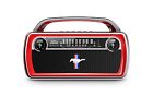 Ion-mustang-speaker Ion Mustang Boombox Retro Speaker Style Red Tuner Stereo Bluetooth