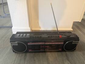 681-3017 J. C. Penney Vtg Jc Boombox Stereo Dual Cassette Eq Surround Sound Works