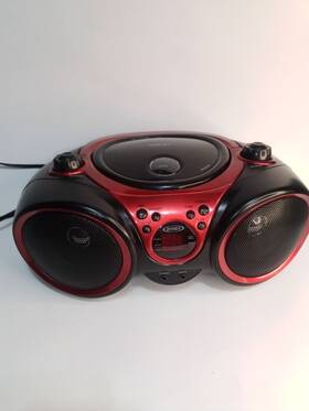 Cd-490 Jensen 772839649162 Portable Stereo Cd Player With Am/fm Radio Red/black