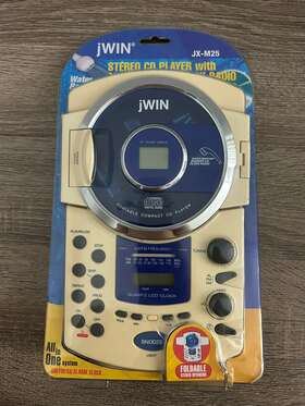Jx-m25 Jwin Splash Resistant Cd Shower Am/fm Alarm Radio Foldable Speakers 2002
