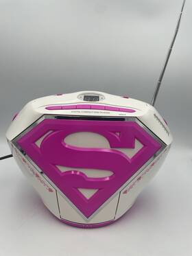 Ksu760g Kis Station Toys Intl Superman Girl Pink Cd Player Boombox By Kids Powers On Rare