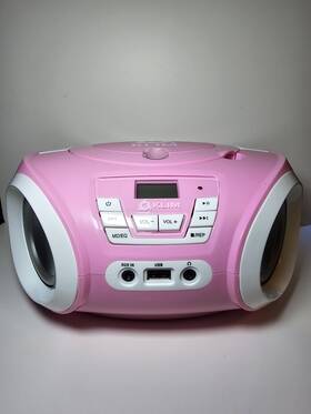 B09svd6f52 Klim Candy Kids Boombox Cd Player Portable Stereo For Children Fm Radio Pink