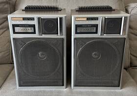 Sa-6a Lasonic Powered Amplified Speaker System 2-way Bass Speakers - Rare Pair