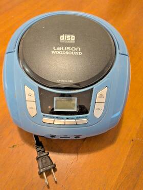 Nxt563 Lauson Woodsound Portable Cd Player Boombox Radio Usb Aux Blue