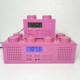11013 Lego Pink Block Am/fm Radio And Cd Player With Aux Brick Alarm/clock