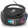 Llb598 Lauson Small Boombox With Cd Player Color Changing Lights Portable