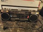 W703 M Sanyo Vintage Boombox Radio Dual Cassette Player Recorder Plays