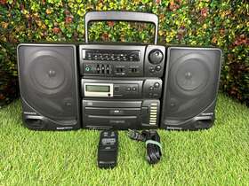 Az9855 Magnavox Vintage Portable Mini System Cassette 7 Cd Changer Radio Tested