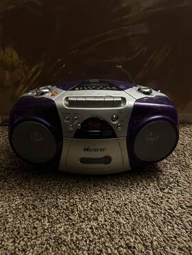 Mp3121-02 Memorex Clear Purple Radio Stereo Boombox Cd-cassette Recorder Vintage