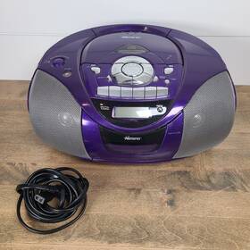 Mp3207-02 Memorex Vintage Purple Portable Boombox Cd/cassette/ Am/fm Radio