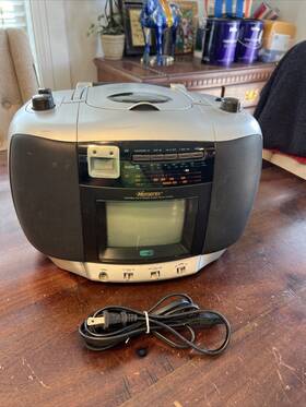 Mpt3450 Memorex Black And White Tv Am/fm Stereo Cd Player Portable Boombox Working