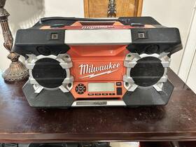 Ocla97 Milwaukee 34102 Portable Stereo Boombox Red Black Silver Digital Display Mute Eq Scan