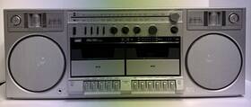 Gen3987 Montgomery Ward Portable Boombox Double Cassette Stereo Ghetto Blaster