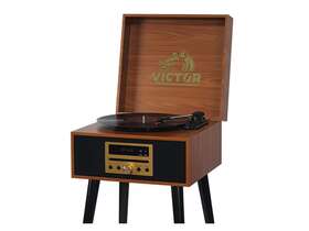 Vwrp-3500-mh Naxa Victor Newbury 8-in-1 Wood Music Center With Chair Height Legs - Mahogany