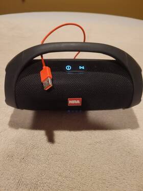 Rj218 Nra Black Portable Stereo Boombox With Usb Connectivity And Charging Cable